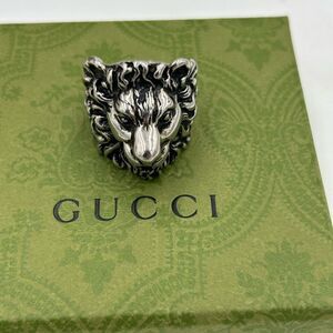 Gucci iconic Lionhead motif Sterling silver ring size 11 made in Italy
